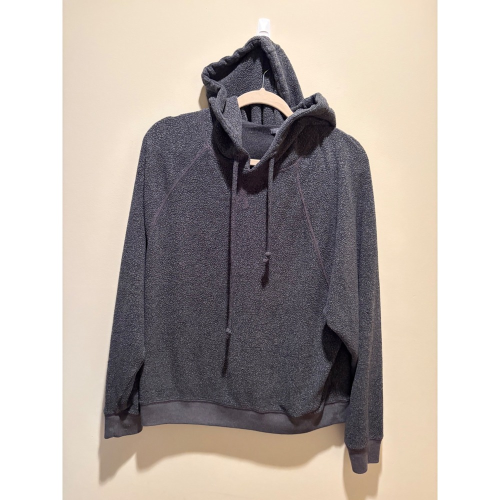 Aerie Charcoal Gray Sherpa Fleece Pullover Hoodie XL Raglan Sleeve Coziness